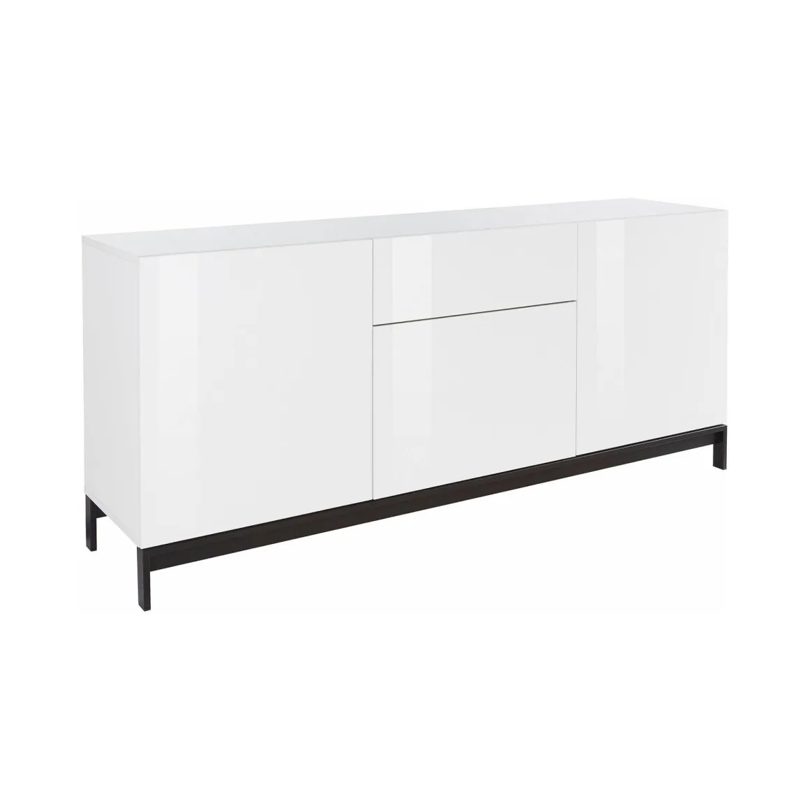 Cucina|Madie > Dmora Credenza bianco lucida 170x40x73h cm 1 anta e 6 cassetti - Pirite Bianco Lucido