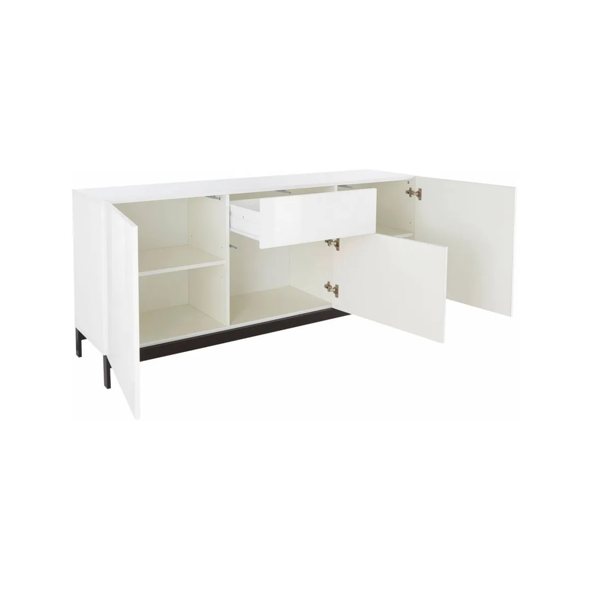 Cucina|Madie > Dmora Credenza bianco lucida 170x40x73h cm 1 anta e 6 cassetti - Pirite Bianco Lucido