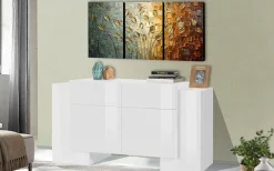 Credenza bianco lucida 170x45x85h cm 4 ante e 2 cassetti - Alei