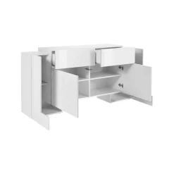 Credenza bianco lucida 170x45x85h cm 4 ante e 2 cassetti - Alei
