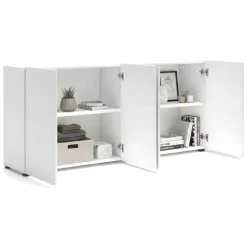 Credenza bianco lucida 180x38x79h cm 4 ante - Amacord