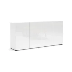 Cucina|Madie > Dmora Credenza bianco lucida 180x41x86h cm 4 ante - Aulina Bianco Lucido
