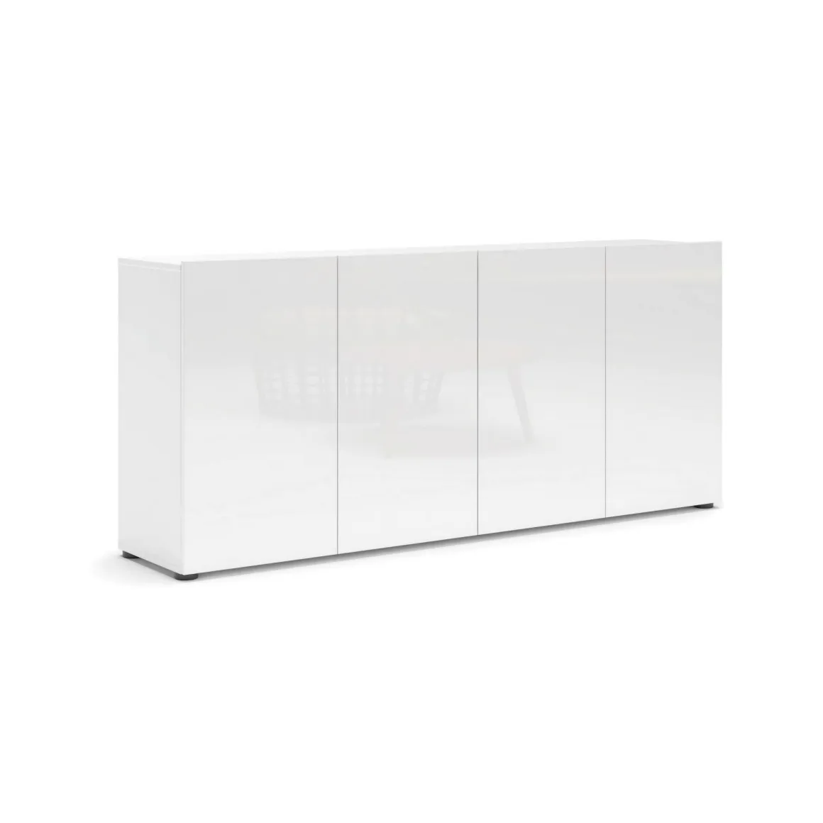 Cucina|Madie > Dmora Credenza bianco lucida 180x41x86h cm 4 ante - Aulina Bianco Lucido