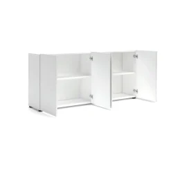 Cucina|Madie > Dmora Credenza bianco lucida 180x41x86h cm 4 ante - Aulina Bianco Lucido