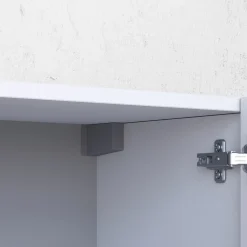Madie|Credenze > Dmora Credenza Bianco Lucido Marrone Rovere 6 Ripiani Apertura Battente 160x35x70h cm, 4 Ante Made in Italy - Swink Marrone Rovere, Bianco Lucido