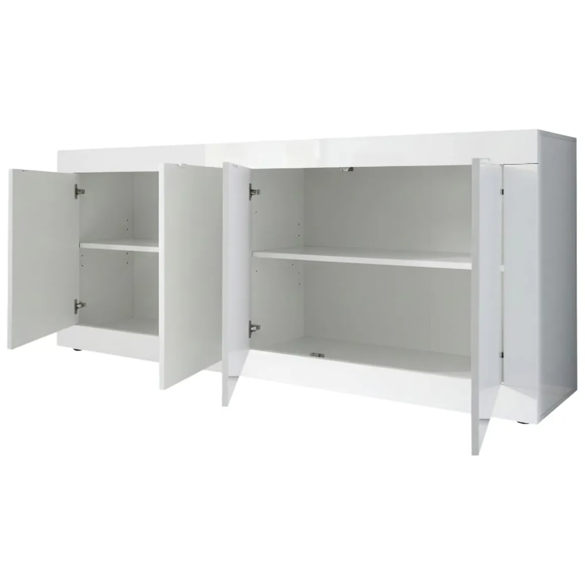 Madie|Credenze > Dmora Credenza 3 Ripiani 4 Vani 101.4x42x161.2h cm, 4 Ante - Sampeyre Bianco Lucido