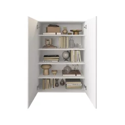 Credenza Bianco Lucido 4 Ripiani 5 Vani 78x36x115.5h cm, 2 Ante - Itala