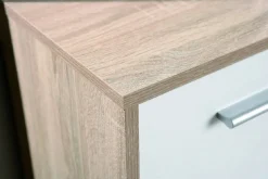 Madie|Credenze > Dmora Credenza Bianco Marrone Quercia 2 Cassetti Apertura Battente 77x30x77h cm, 3 Ante - Piglio Marrone, Bianco Quercia