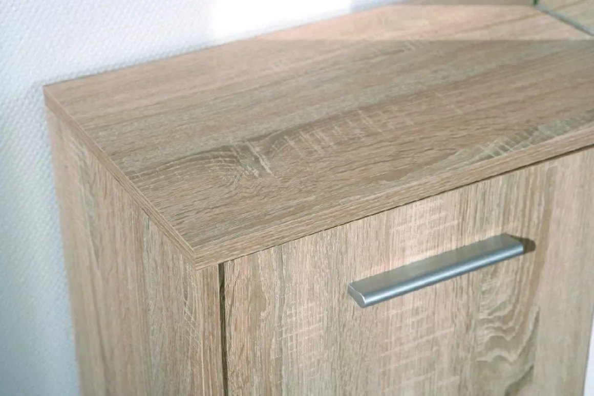 Madie|Credenze > Dmora Credenza Bianco Marrone Quercia Apertura Battente 6 Ante 77x30x115h cm, 6 Vani - Dresano Marrone Quercia, Bianco