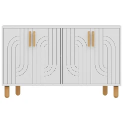 Madie|Credenze > Dmora Credenza Bianco Marrone Rovere 2 Ripiani 4 Vani 40x184x78h cm, 4 Ante - Chanute Marrone, Bianco Rovere