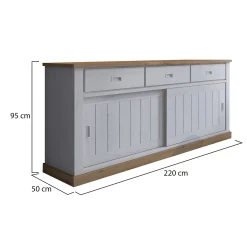 Madie|Credenze > Dmora Credenza Bianco Marrone Rovere 3 Cassetti un Ripiano 40x150x78h cm, Apertura Battente, Scorrevole - Cadillac Marrone, Bianco Rovere
