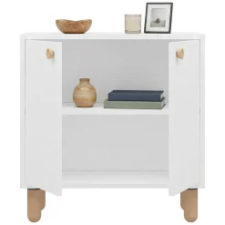 Credenza Bianco Marrone Rovere un Ripiano 2 Ante 72x36x73h cm, 2 Vani - Pontida