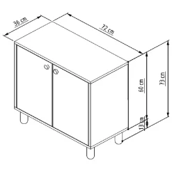 Credenza Bianco Marrone Rovere un Ripiano 2 Ante 72x36x73h cm, 2 Vani - Pontida