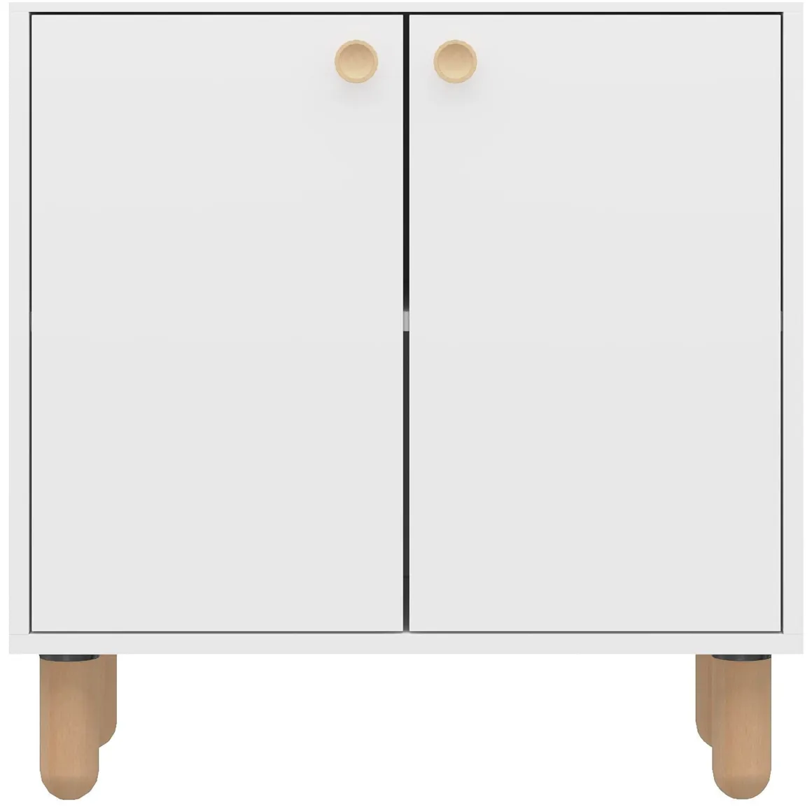 Credenza Bianco Marrone Rovere un Ripiano 2 Ante 72x36x73h cm, 2 Vani - Pontida