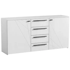 Credenze > Dmora Credenza Bianco Nero 2 Ripiani un Cassetto 116x35x78h cm, 3 Ante - Djanet Nero, Bianco