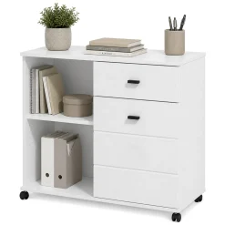 Credenze > Dmora Credenza Bianco Nero 2 Ripiani un Cassetto 77x35x78h cm, 2 Ante - Pisac Nero, Bianco