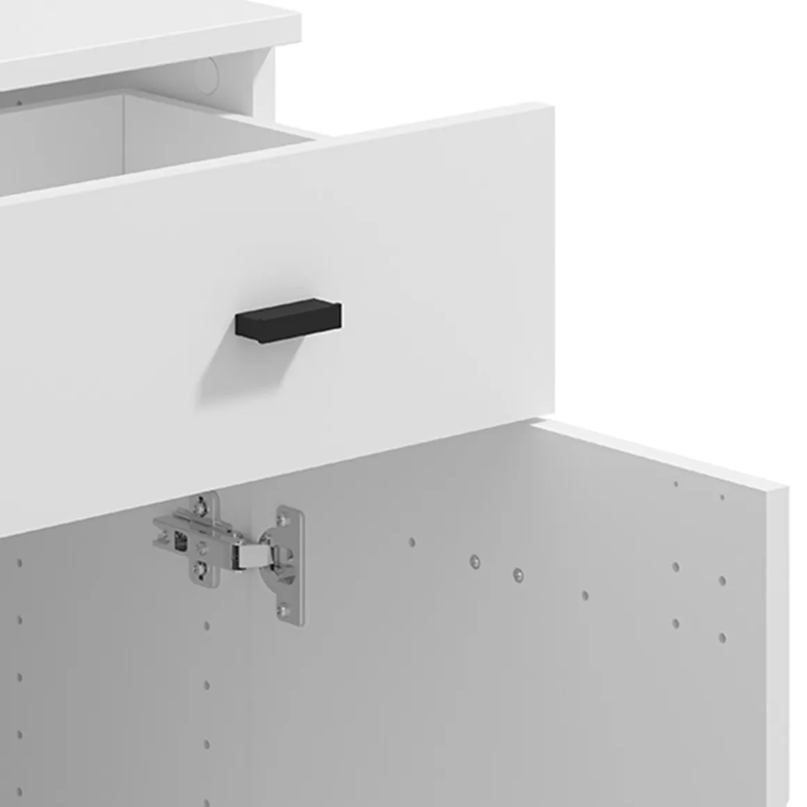 Credenze > Dmora Credenza Bianco Nero 2 Ripiani un Cassetto 77x35x78h cm, 2 Ante - Pisac Nero, Bianco