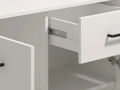 Credenze > Dmora Credenza Bianco Nero 3 Ripiani 2 Cassetti 154x35x78h cm, 4 Ante - Barich Nero, Bianco