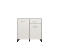 Credenze > Dmora Credenza Bianco Nero 3 Ripiani 2 Cassetti 154x35x78h cm, 4 Ante - Barich Nero, Bianco