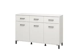 Credenza Bianco Nero 3 Ripiani 3 Cassetti 138x40x90h cm, 3 Ante - Laerru