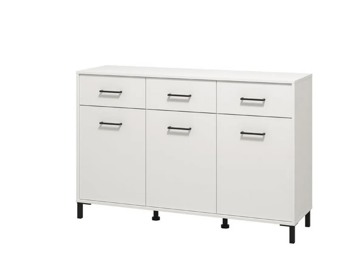 Credenza Bianco Nero 3 Ripiani 3 Cassetti 138x40x90h cm, 3 Ante - Laerru