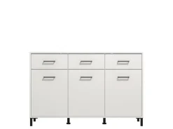 Credenza Bianco Nero 3 Ripiani 3 Cassetti 138x40x90h cm, 3 Ante - Laerru