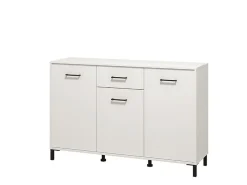 Madie|Credenze > Dmora Credenza Bianco Nero 4 Ripiani 2 Cassetti 182.5x40x90h cm, 4 Ante - Grondona Nero, Bianco
