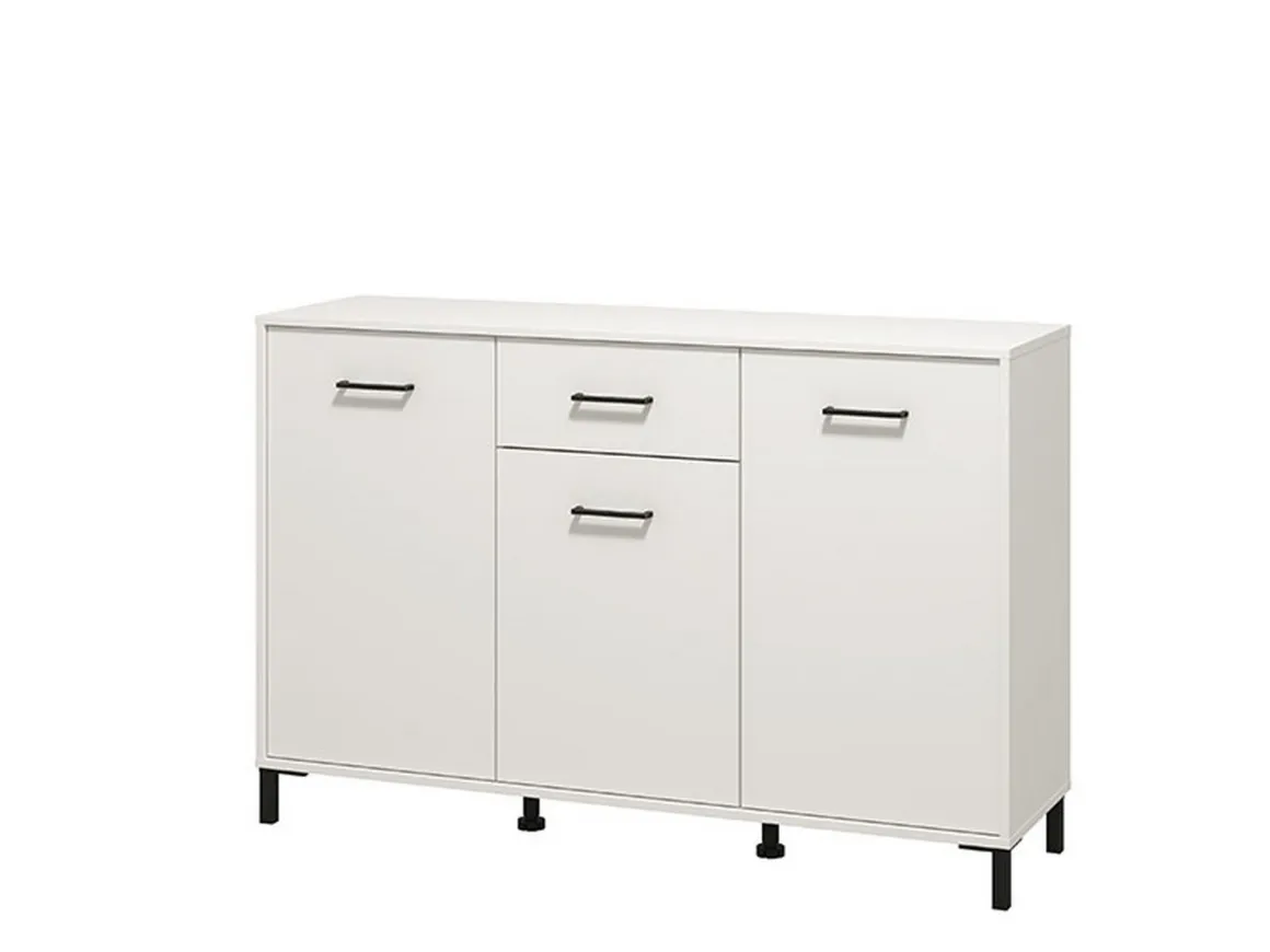 Madie|Credenze > Dmora Credenza Bianco Nero 4 Ripiani 2 Cassetti 182.5x40x90h cm, 4 Ante - Grondona Nero, Bianco
