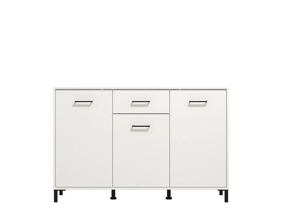 Madie|Credenze > Dmora Credenza Bianco Nero 4 Ripiani 2 Cassetti 182.5x40x90h cm, 4 Ante - Grondona Nero, Bianco