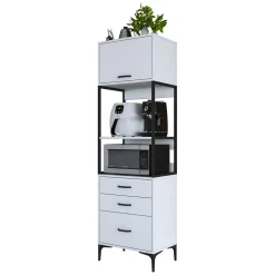 Credenze > Dmora Credenza Bianco Nero un Ripiano 3 Cassetti 60x40x199h cm, Un'anta - Capua Nero, Bianco