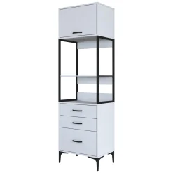 Credenze > Dmora Credenza Bianco Nero un Ripiano 3 Cassetti 60x40x199h cm, Un'anta - Capua Nero, Bianco