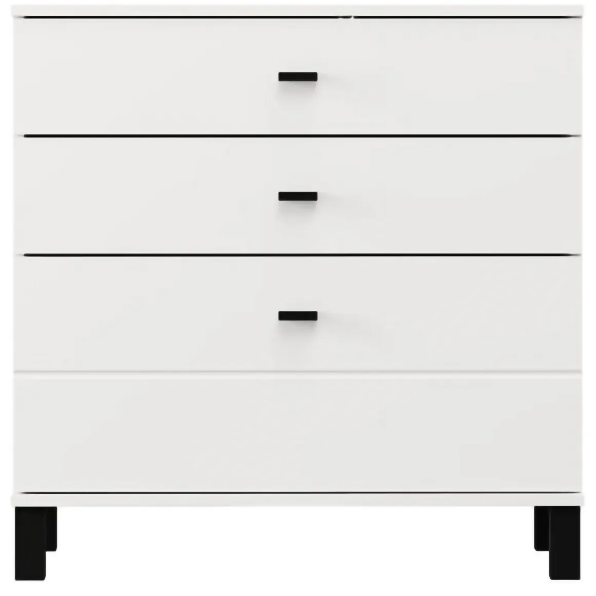 Credenza Bianco Opaco 3 Cassetti un Ripiano 77x35x78h cm, Apertura Scorrevole - Mindo