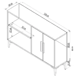 Madie|Credenze > Dmora Credenza Bianco oro 2 Ripiani 4 Ante 120x30x80h cm, Effetto Geometrico - Thiene Oro, Bianco