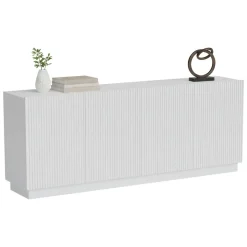 Credenza Bianco 4 Ripiani 4 Ante 200x40x78h cm, 8 Vani - Masainas