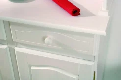 Madie|Credenze > Dmora Credenza 6 Ripiani 3 Cassetti 130x32x198h cm, 5 Ante - Presezzo Bianco