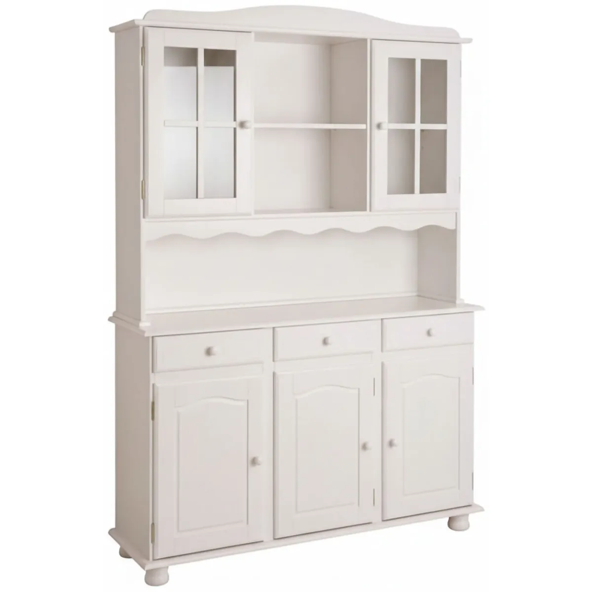 Madie|Credenze > Dmora Credenza 6 Ripiani 3 Cassetti 130x32x198h cm, 5 Ante - Presezzo Bianco