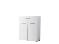 Credenza Bianco 2 Ripiani un Cassetto 79x35x97.5h cm, 3 Vani - Verduno