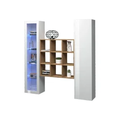 Madie|Credenze > Dmora Credenza 14 Ripiani 19 Vani 40x30x180h cm, 2 Ante - Colonno Bianco