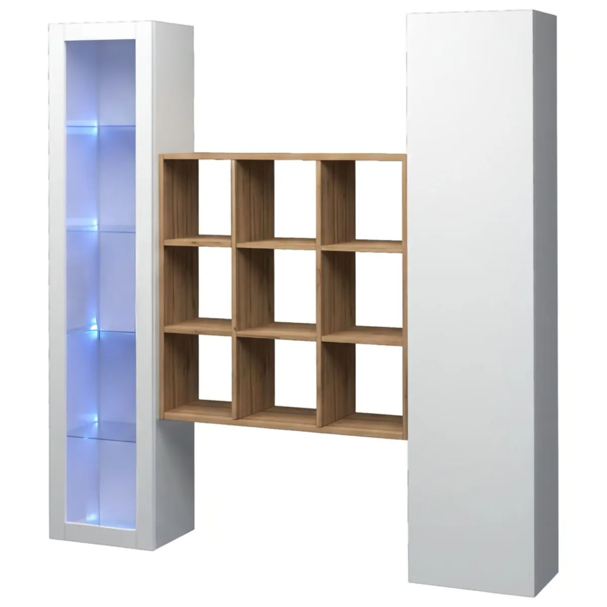 Madie|Credenze > Dmora Credenza 14 Ripiani 19 Vani 40x30x180h cm, 2 Ante - Colonno Bianco