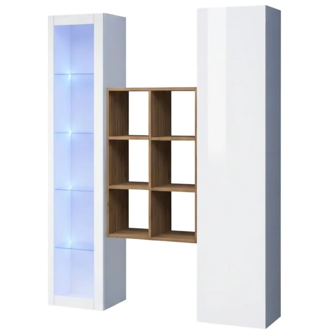 Credenza Bianco 8 Ripiani 16 Vani 40x30x180h cm, 2 Ante - Rimella