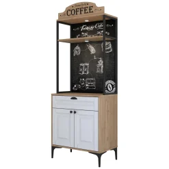Madie|Credenze > Dmora Credenza Bianco Rovere Marrone un Cassetto un Ripiano 70x40x186h cm, Apertura Battente, Scorrevole - Nemoli Marrone, Bianco Rovere