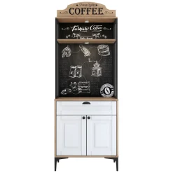 Madie|Credenze > Dmora Credenza Bianco Rovere Marrone un Cassetto un Ripiano 70x40x186h cm, Apertura Battente, Scorrevole - Nemoli Marrone, Bianco Rovere