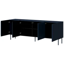 Madie|Credenze > Dmora Credenza 2 Ripiani Apertura Battente 200x42x75h cm, 4 Ante - Canino Blu