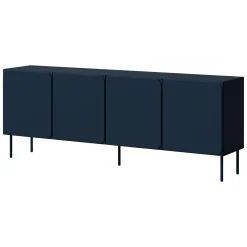 Madie|Credenze > Dmora Credenza 2 Ripiani Apertura Battente 200x42x75h cm, 4 Ante - Canino Blu
