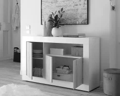 Credenza cemento e ardesia 138x42x86h cm 3 ante - Dolphin