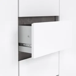 Credenza cemento e bianco lucida 120x50x90h cm 2 ante e 4 cassetti - Angelika