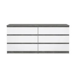 Credenza cemento e bianco lucida 153x50x70h cm 6 cassetti - Abacadabra