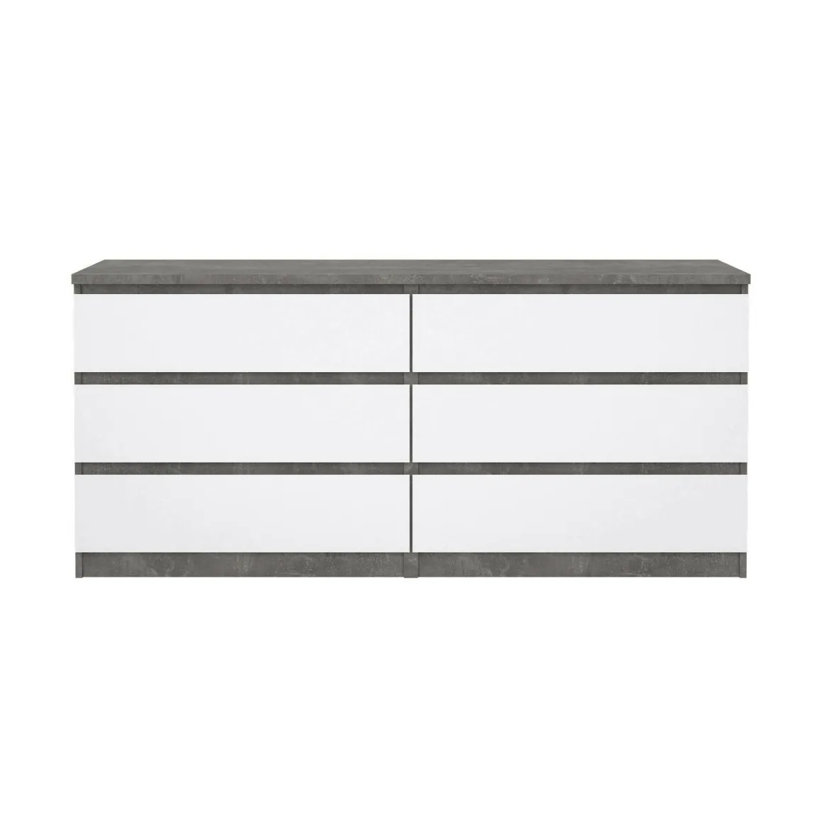 Credenza cemento e bianco lucida 153x50x70h cm 6 cassetti - Abacadabra