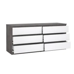 Credenza cemento e bianco lucida 153x50x70h cm 6 cassetti - Abacadabra