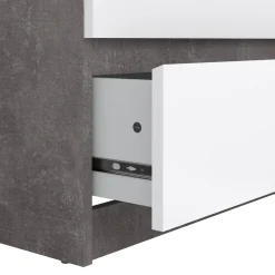 Credenza cemento e bianco lucida 153x50x70h cm 6 cassetti - Abacadabra